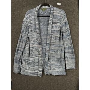 Eddie Bauer Knit Open Front Cardigan Sweater Waterfall Cotton Women's Size L
